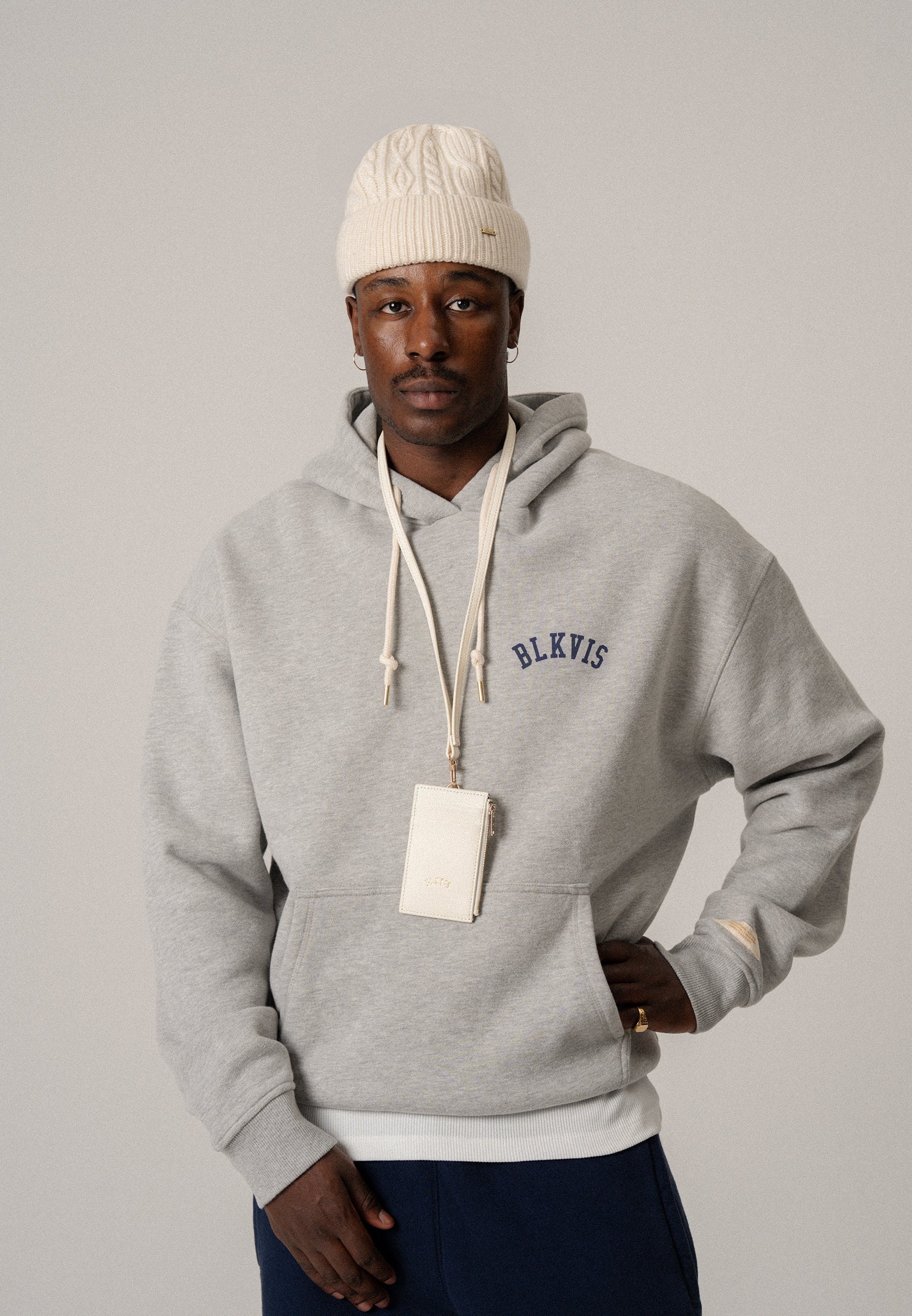 BLKVIS LOGO HOODIE - LIGHT GREY HEATHER