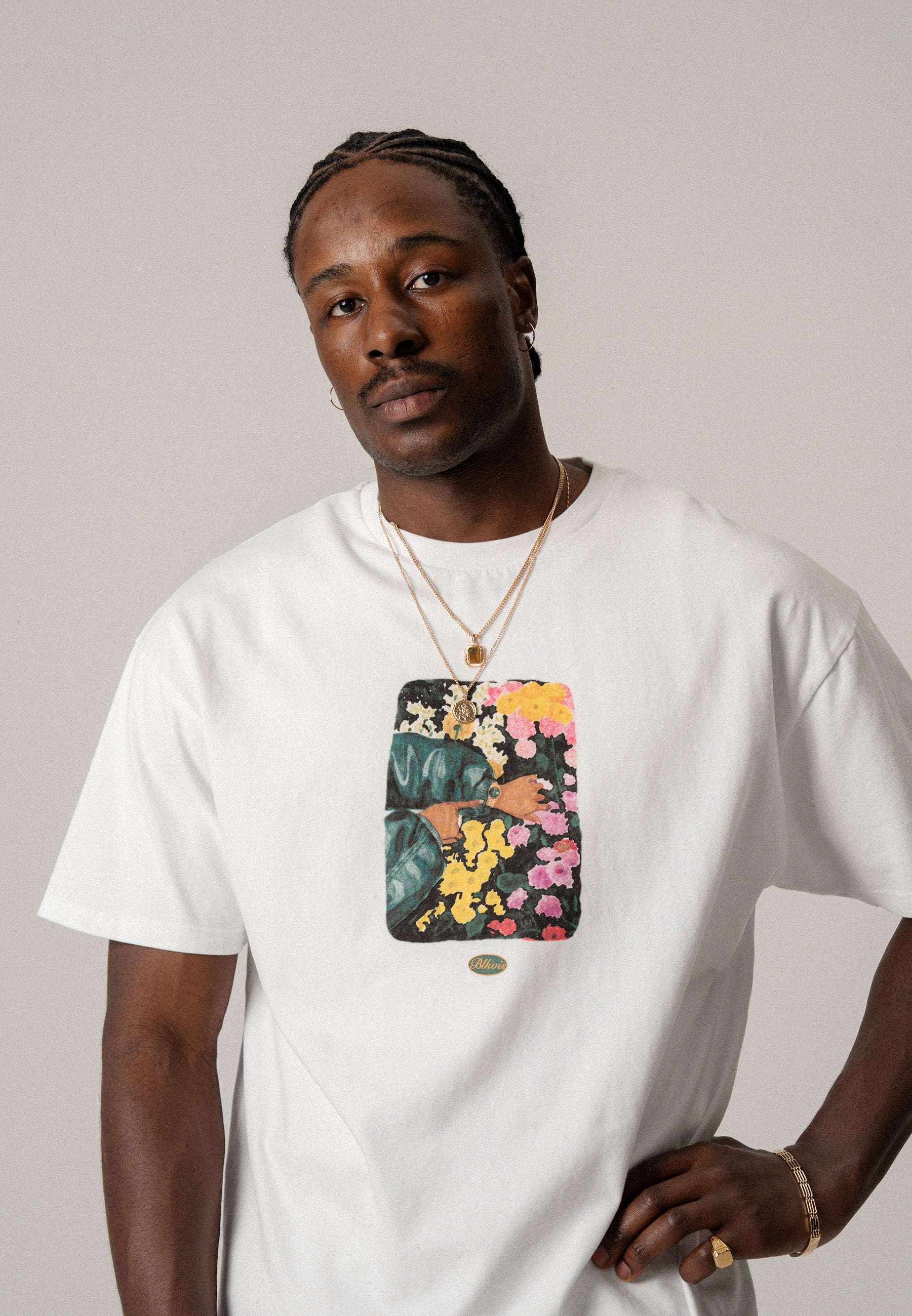 BLKVIS FLOWER SL TEE - WHITE