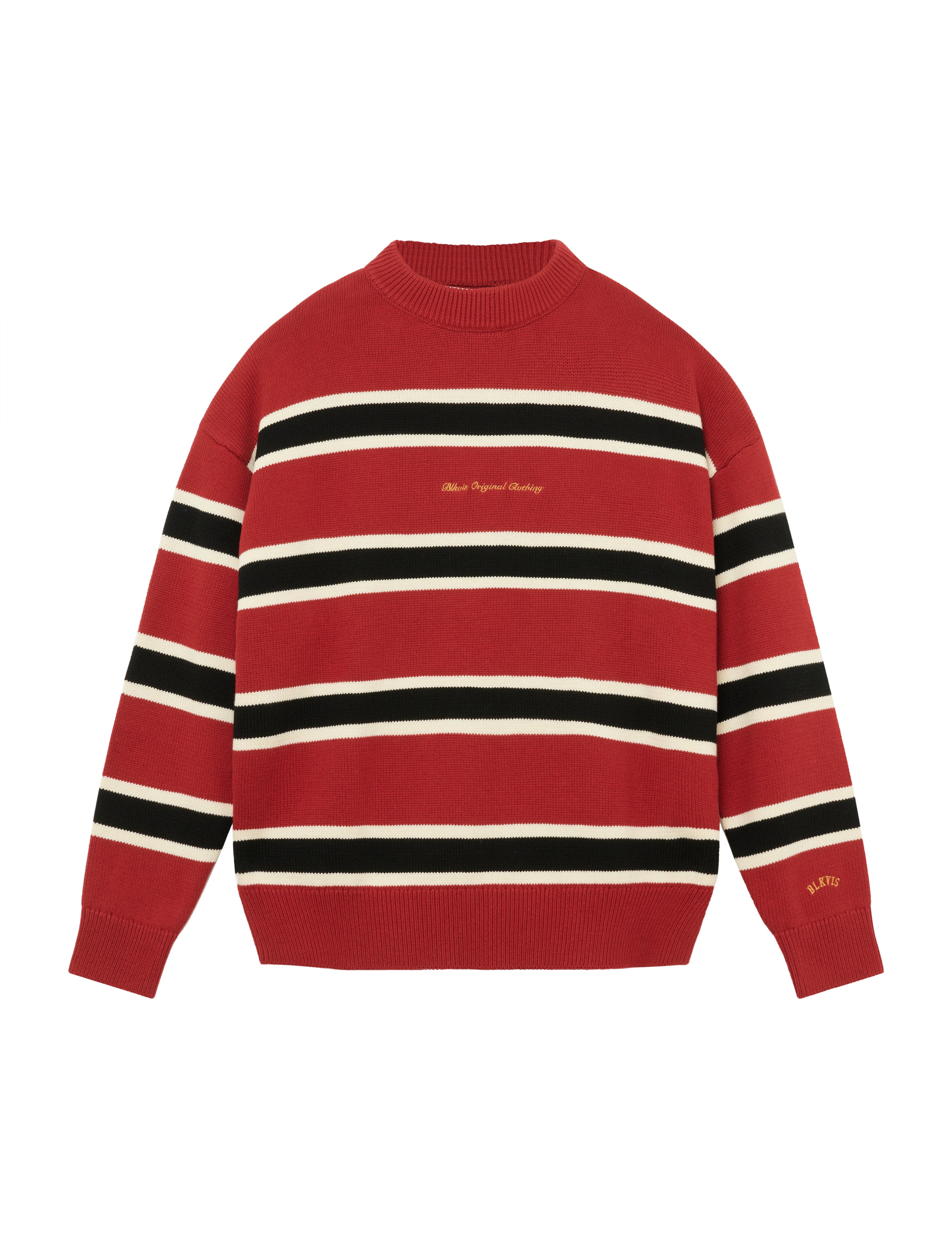 BLKVIS STRIPED KNITTED SWEATER - MERLOT