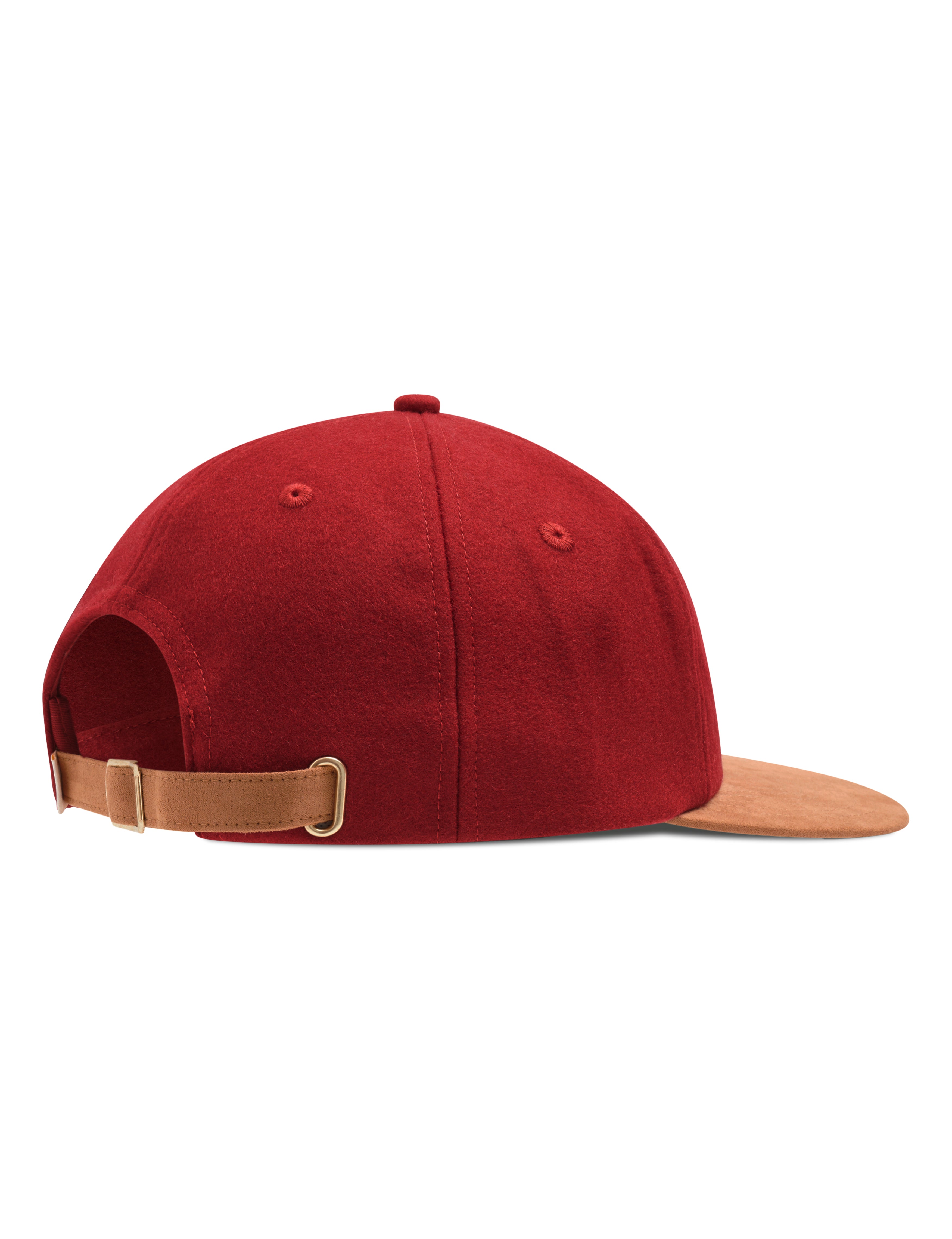 SUEDE LEATHER STRAPBACK CAP - MERLOT