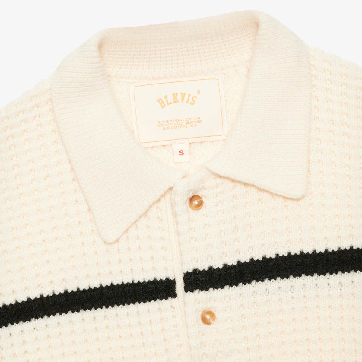 BLKVIS WAFFLE KNIT POLO - ANTIQUE WHITE