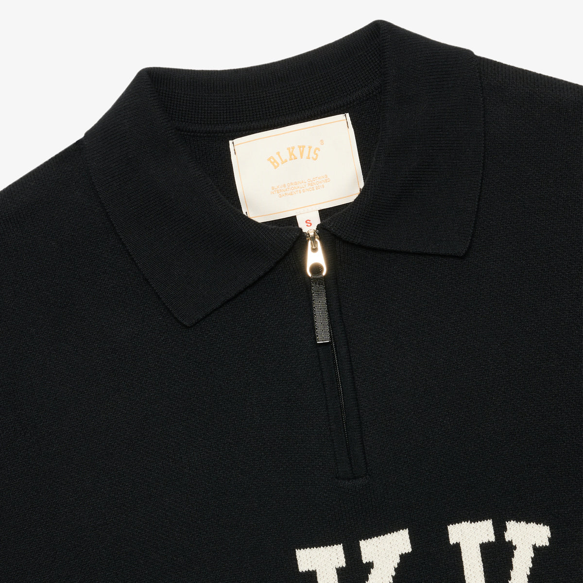 BLKVIS LOGO KNIT POLO SWEATER - BLACK