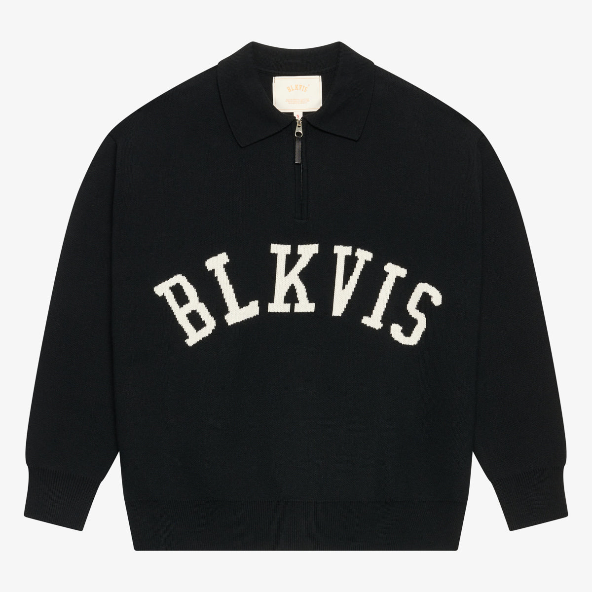 BLKVIS LOGO KNIT POLO SWEATER - BLACK