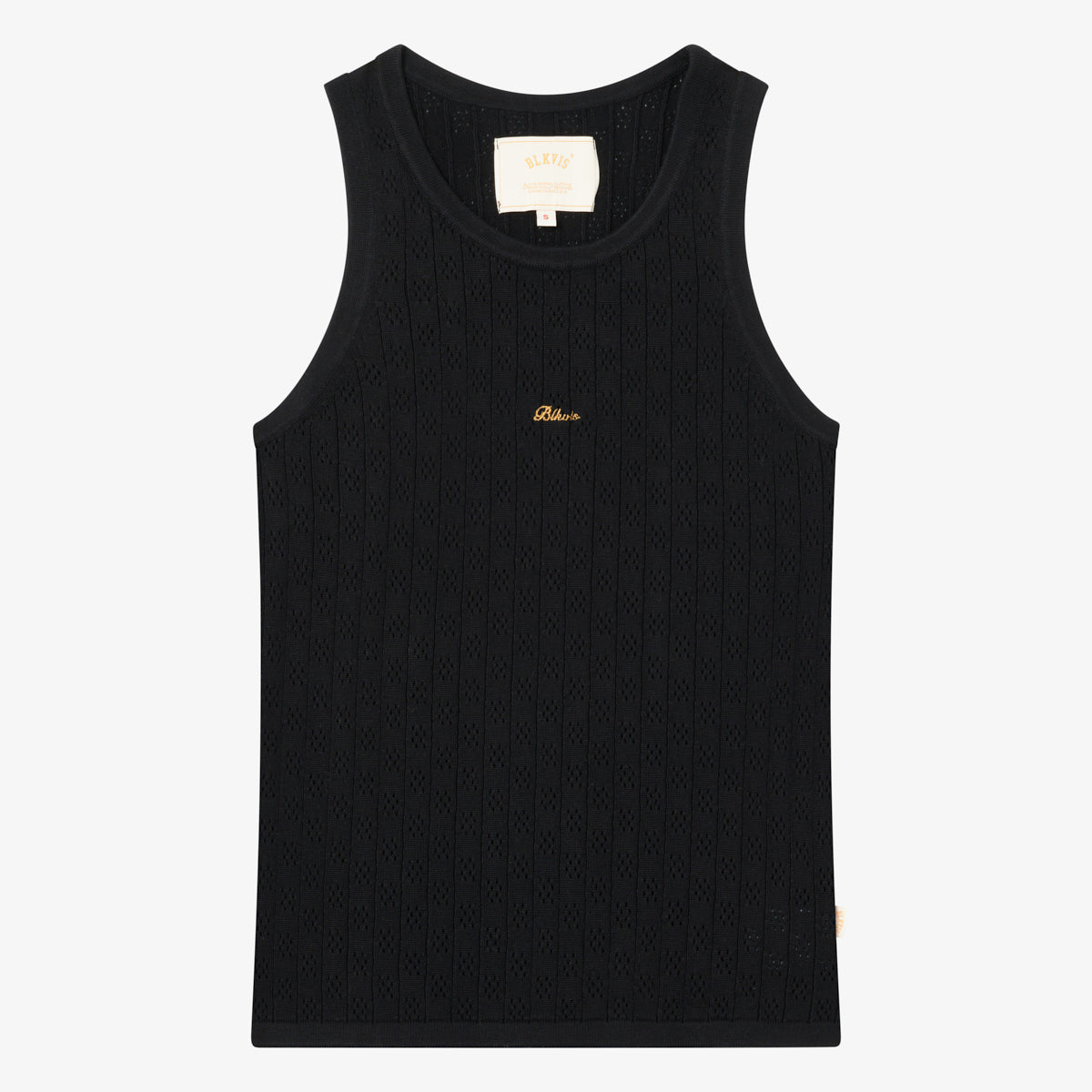 BLKVIS POINTELLE SCRIPT TANK - BLACK
