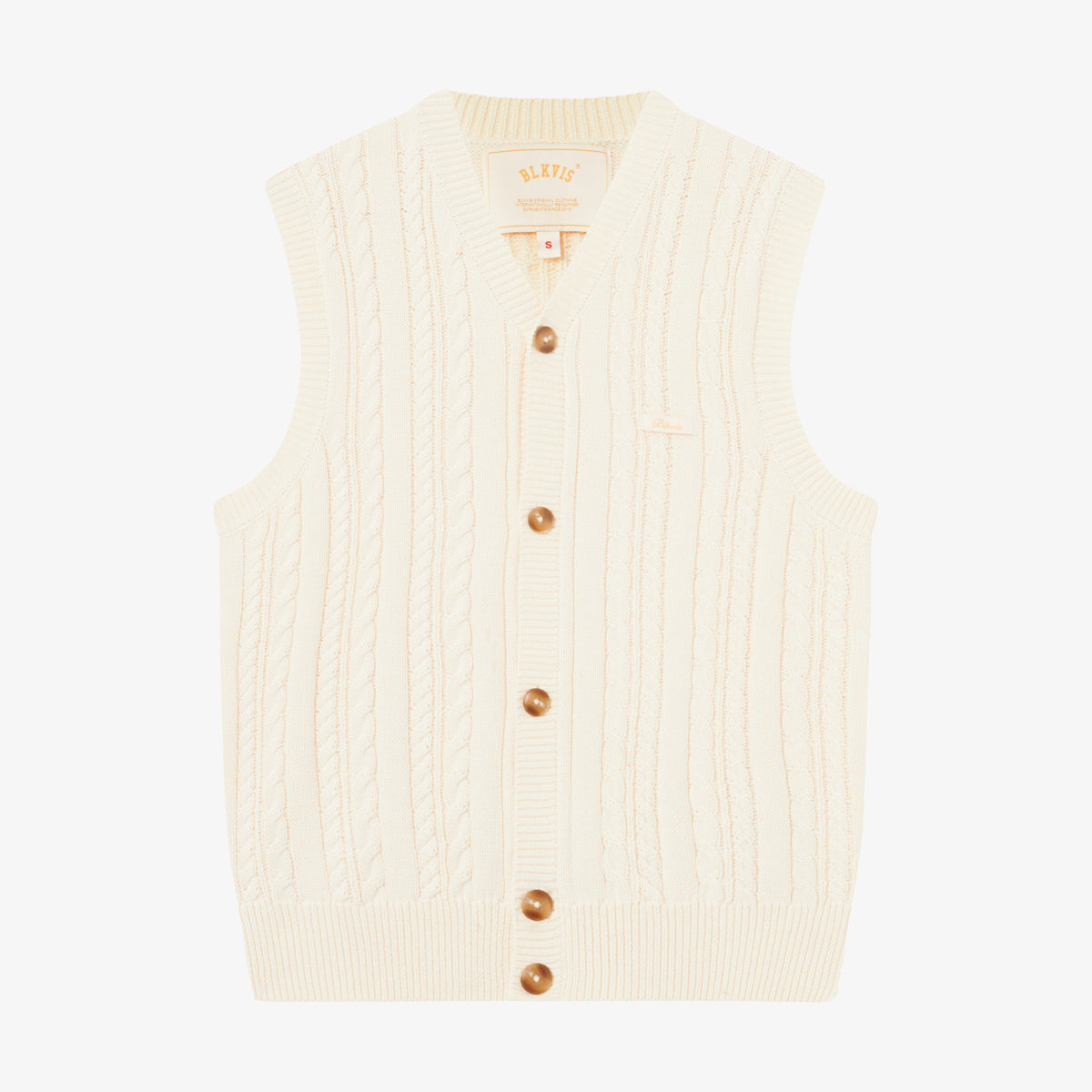 BLKVIS CABLE KNIT VEST - ANTIQUE WHITE