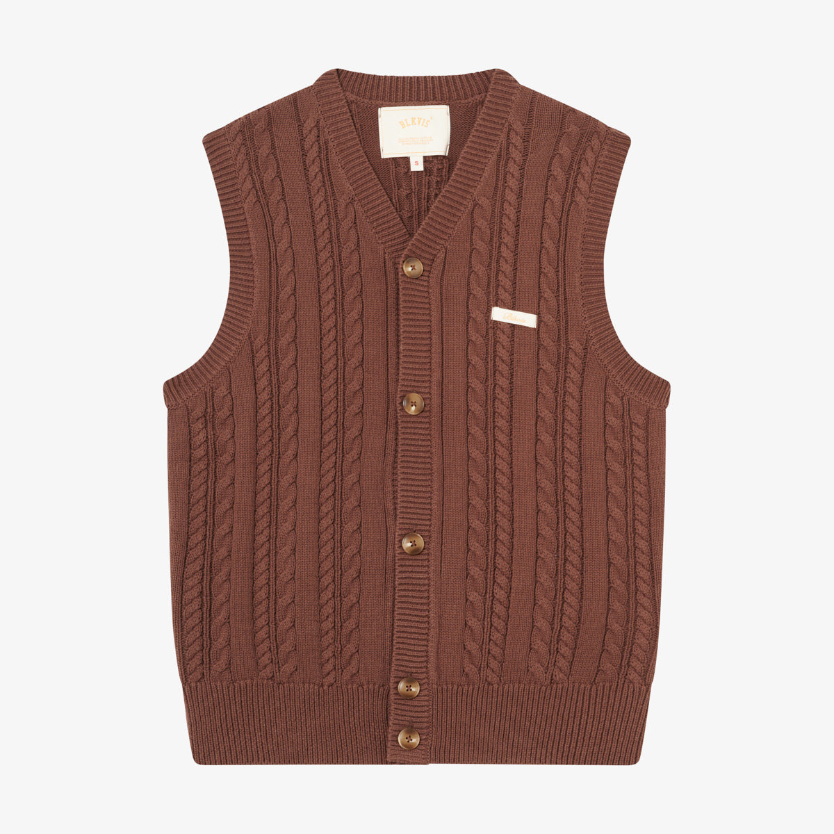 BLKVIS CABLE KNIT VEST - CARAFE