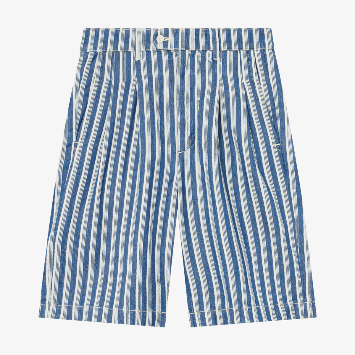 BLKVIS SOURCE STRIPED DENIM SHORTS - WHITE