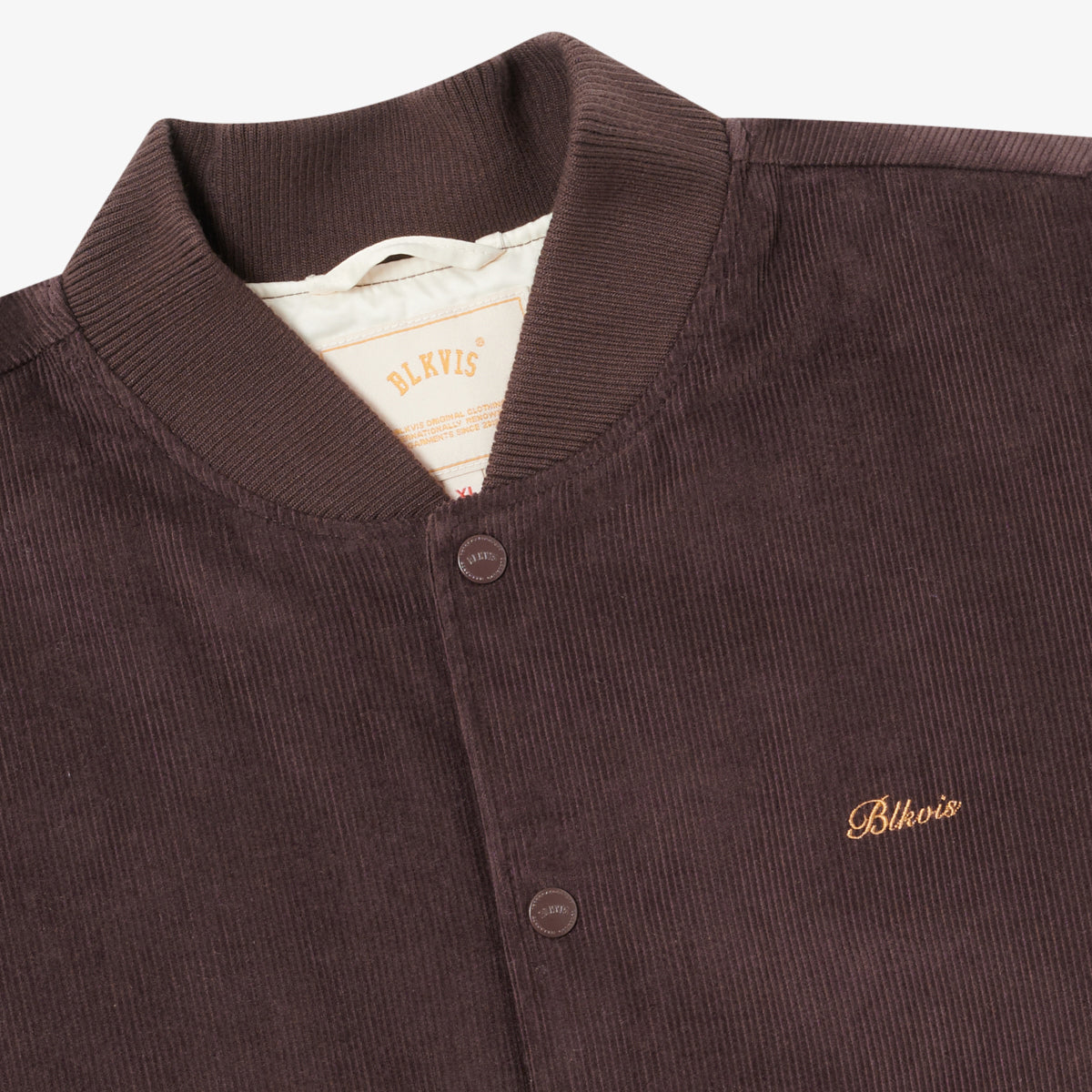 BLKVIS SCRIPT CORDUROY VARSITY JACKET - RAISIN