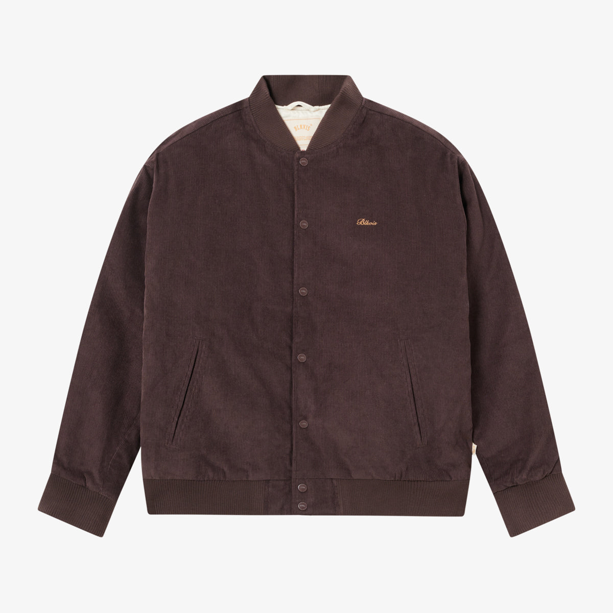BLKVIS SCRIPT CORDUROY VARSITY JACKET - RAISIN