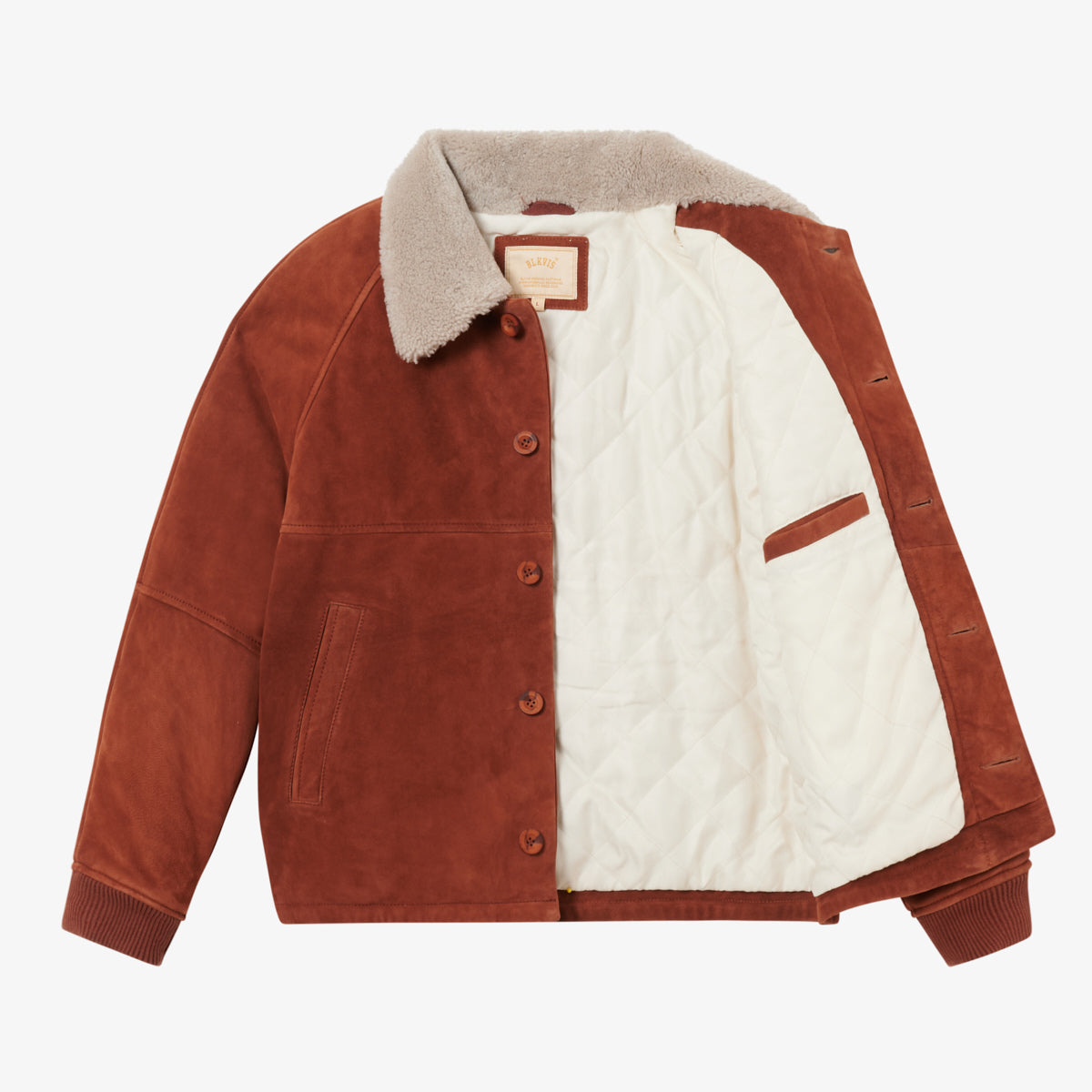 BLKVIS SCRIPT SHEARLING LEATHER JACKET - HONEY GOLD
