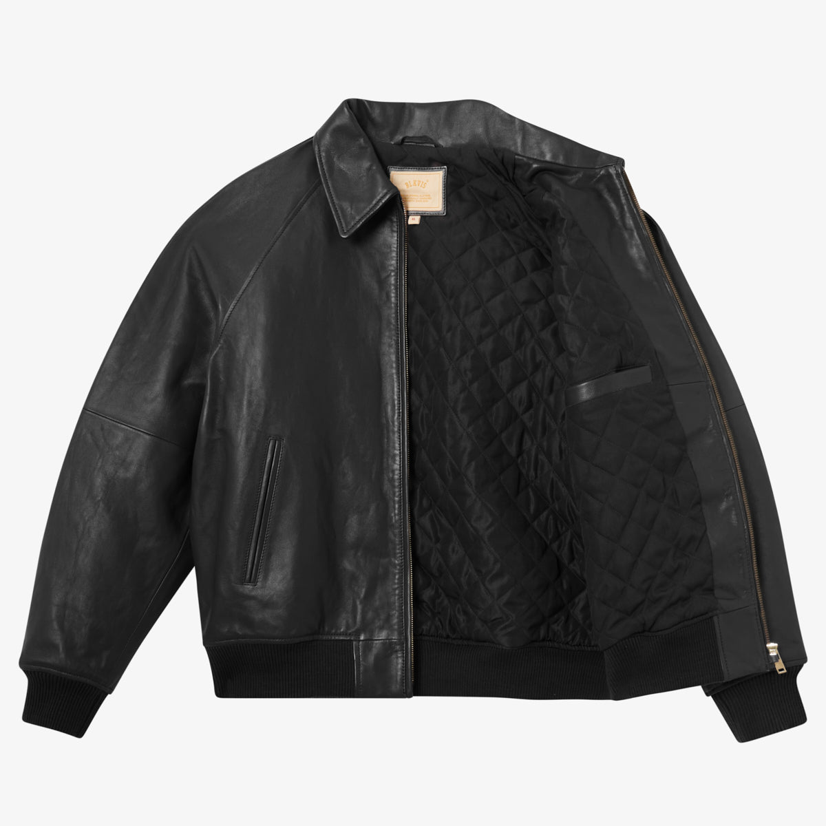 BLKVIS FULL LEATHER VARSITY JACKET - BLACK