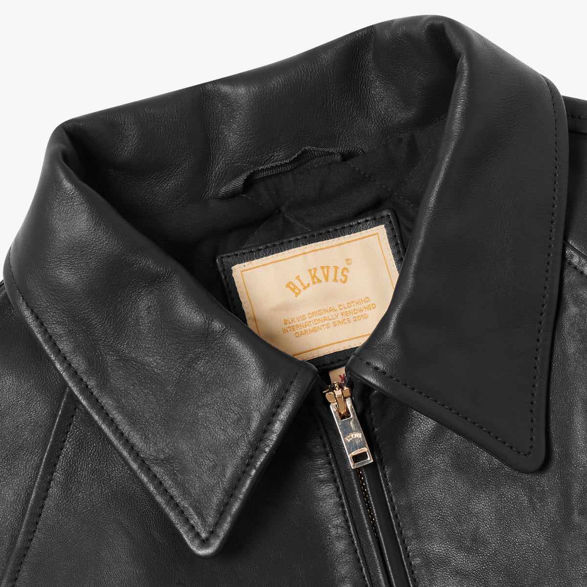 BLKVIS FULL LEATHER VARSITY JACKET - BLACK