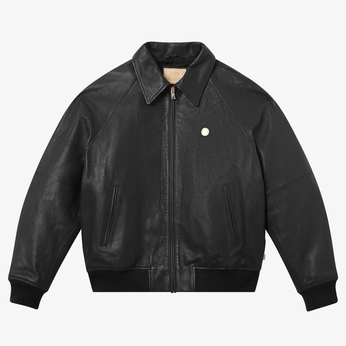 BLKVIS FULL LEATHER VARSITY JACKET - BLACK