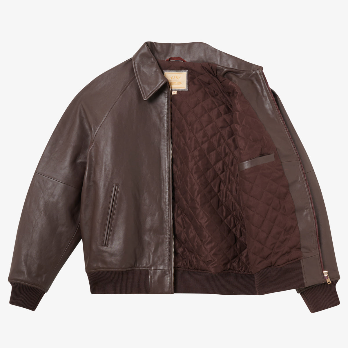 BLKVIS FULL LEATHER VARSITY JACKET - RAISIN