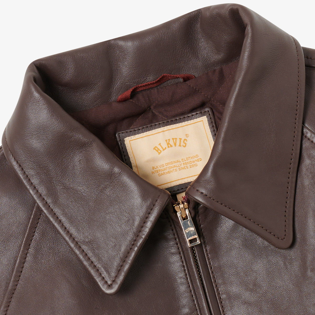 BLKVIS FULL LEATHER VARSITY JACKET - RAISIN