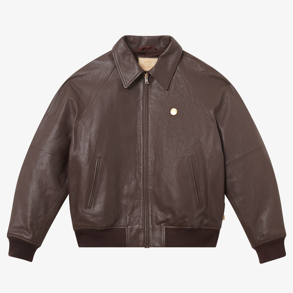 BLKVIS FULL LEATHER VARSITY JACKET - RAISIN
