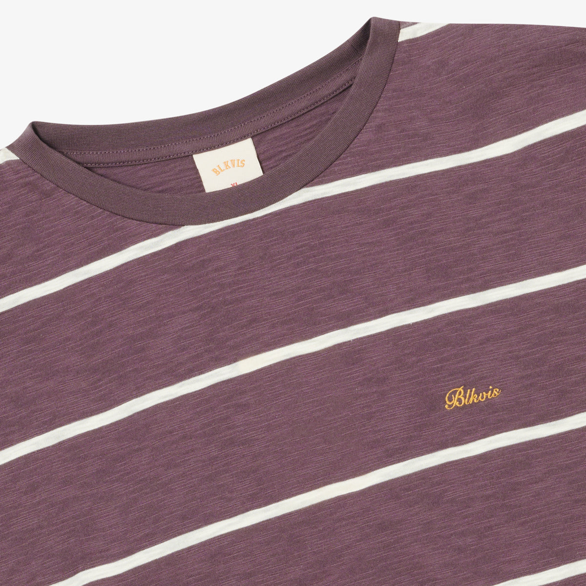 BLKVIS SCRIPT STRIPED SLUB TEE - RAISIN