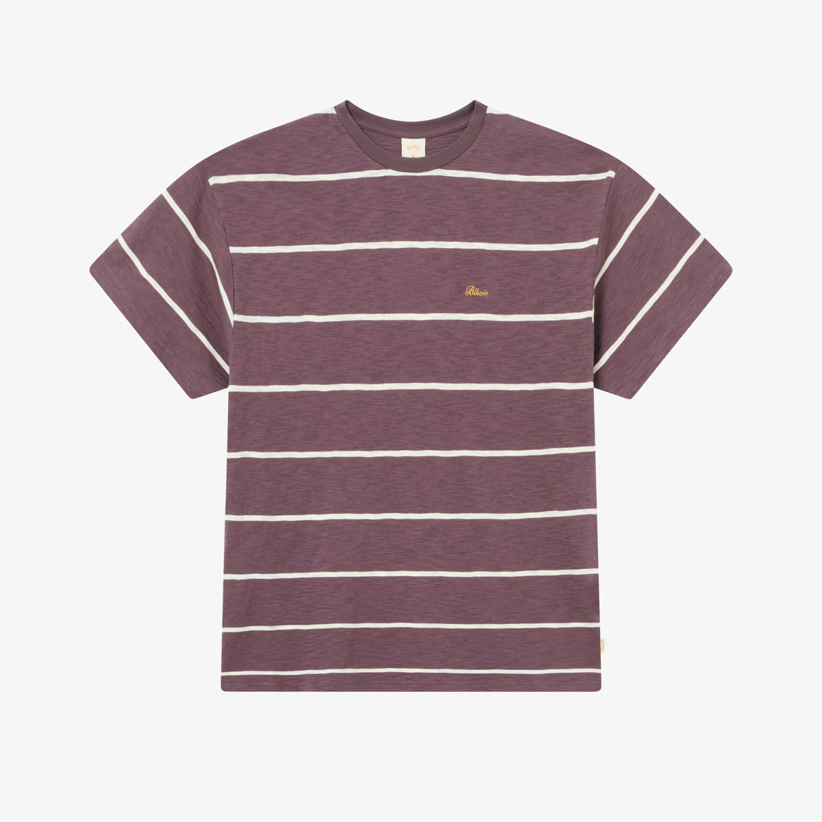 BLKVIS SCRIPT STRIPED SLUB TEE - RAISIN