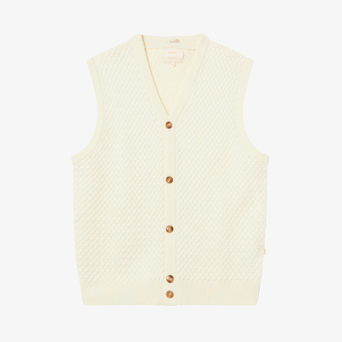 BLKVIS SCRIPT CABLE KNIT VEST - ANTIQUE WHITE