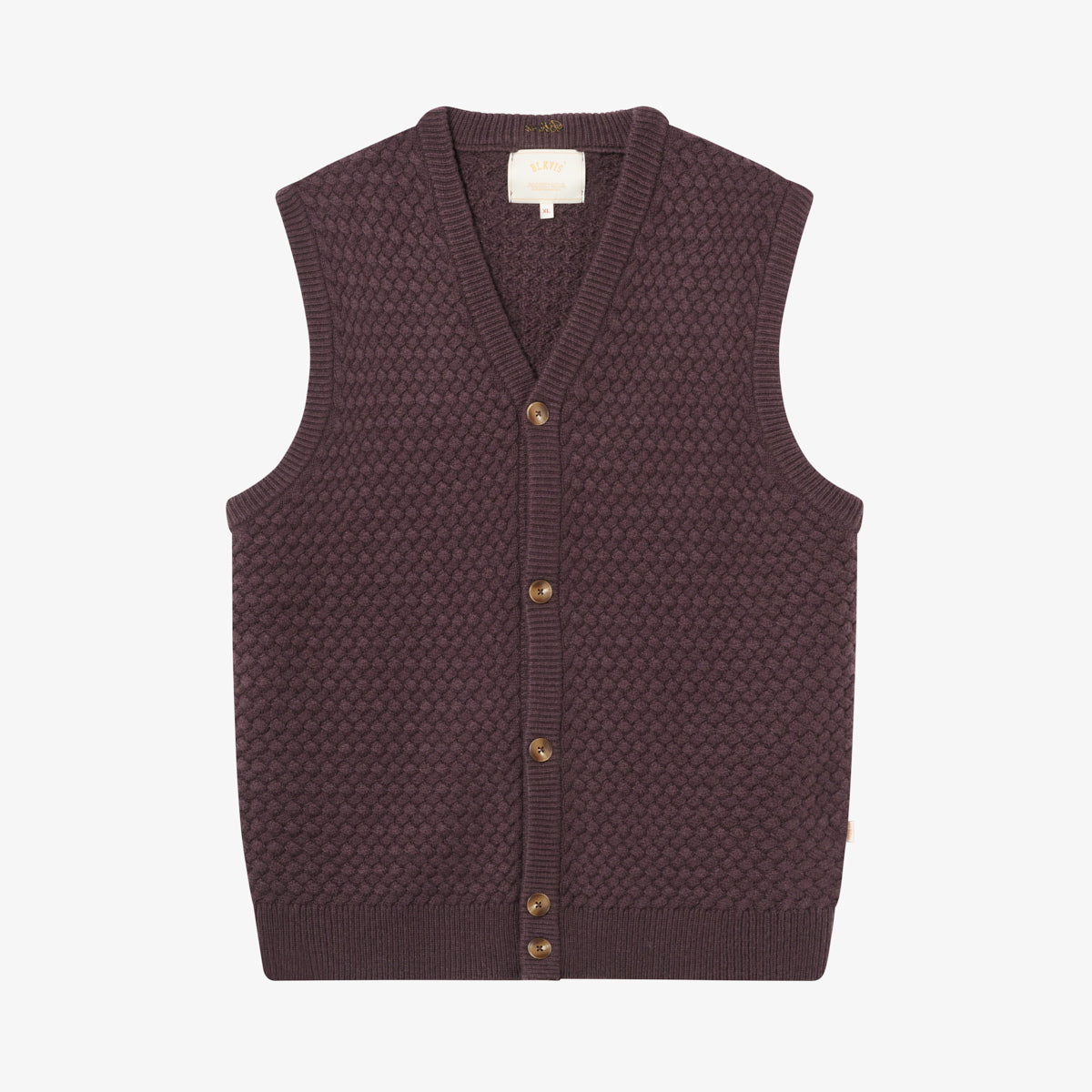 BLKVIS SCRIPT CABLE KNIT VEST - RAISIN