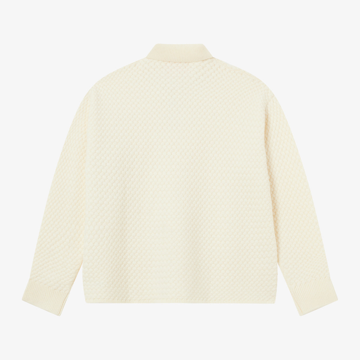 BLKVIS SCRIPT CABLE KNIT POLO - ANTIQUE WHITE