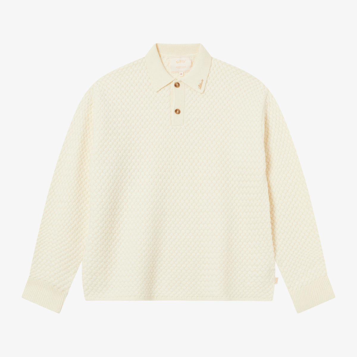 BLKVIS SCRIPT CABLE KNIT POLO - ANTIQUE WHITE