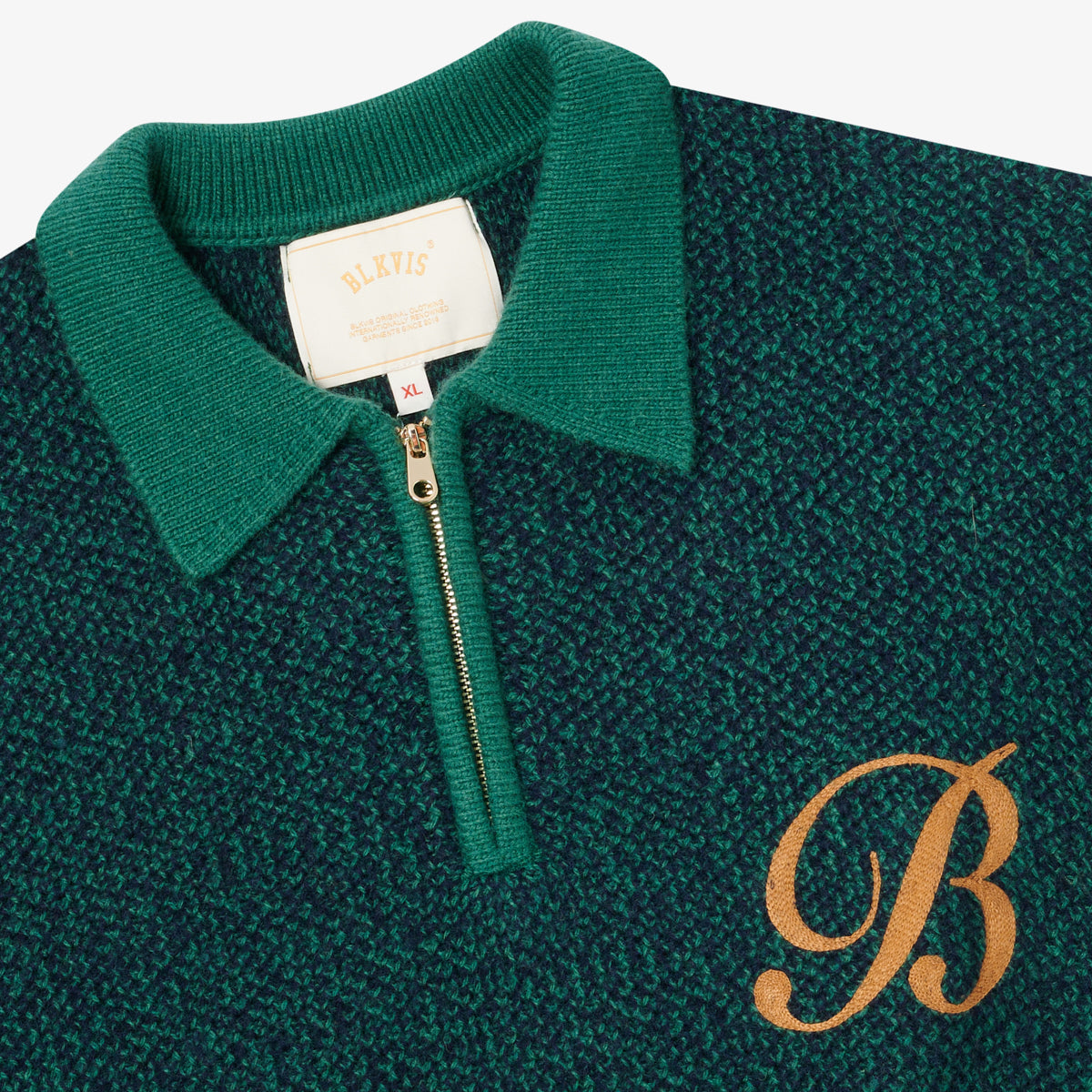 BLKVIS 2TONE STRUCTURE POLO KNIT SWEATER - HUNTER GREEN