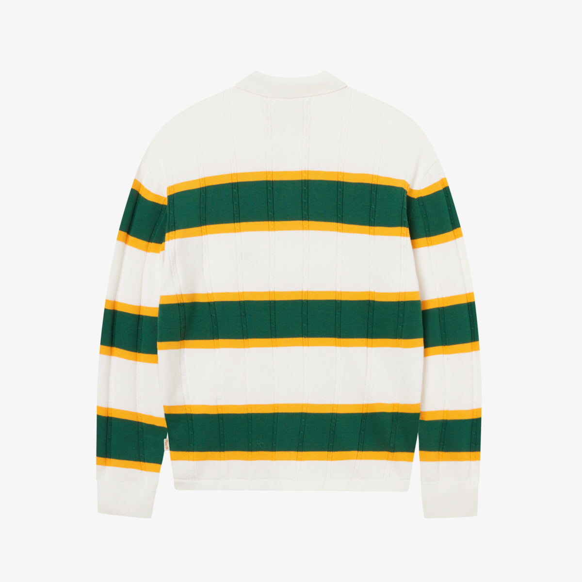 CABLE KNIT LONGSLEEVE POLO - WHITE