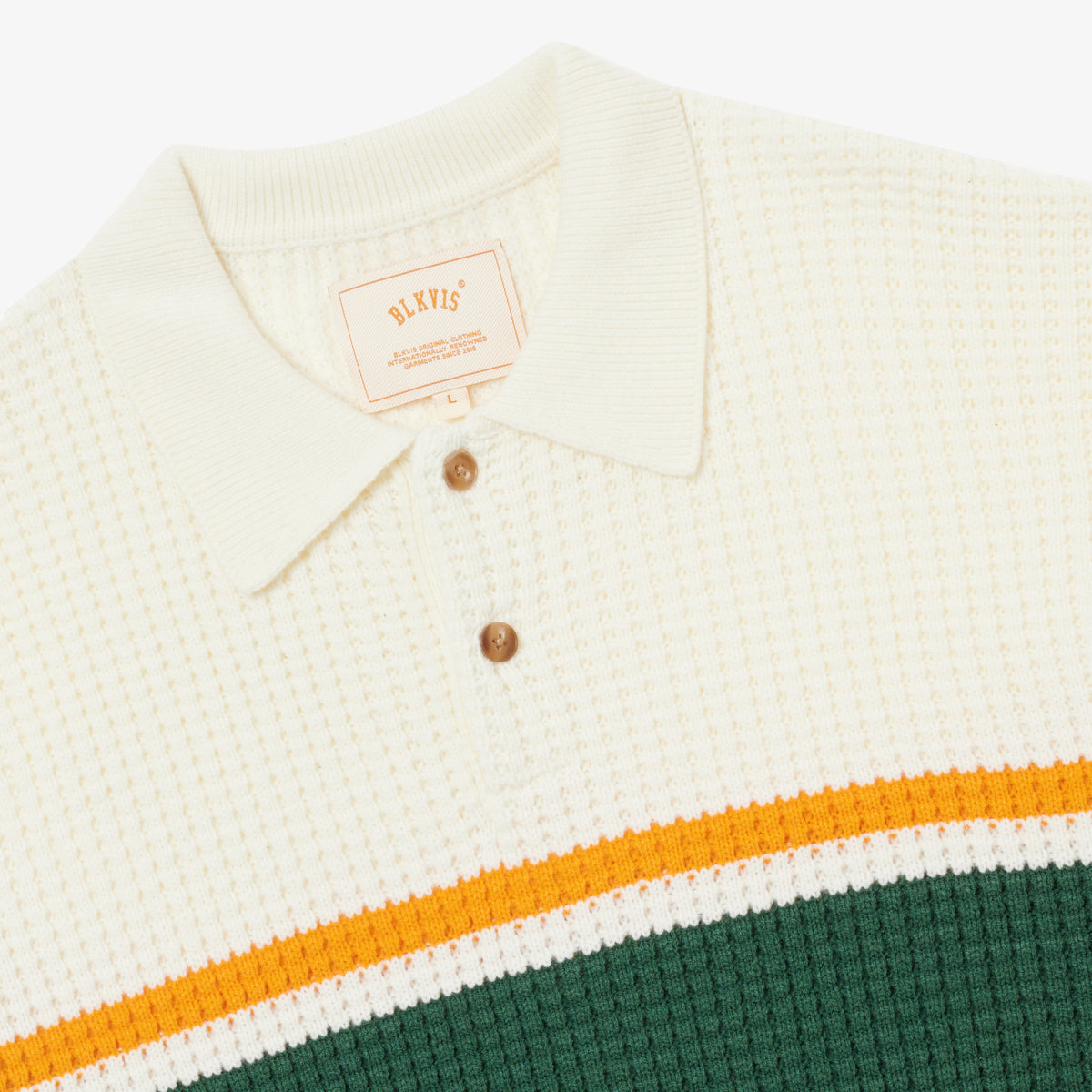 WAFFLE KNIT POLO - WHITE