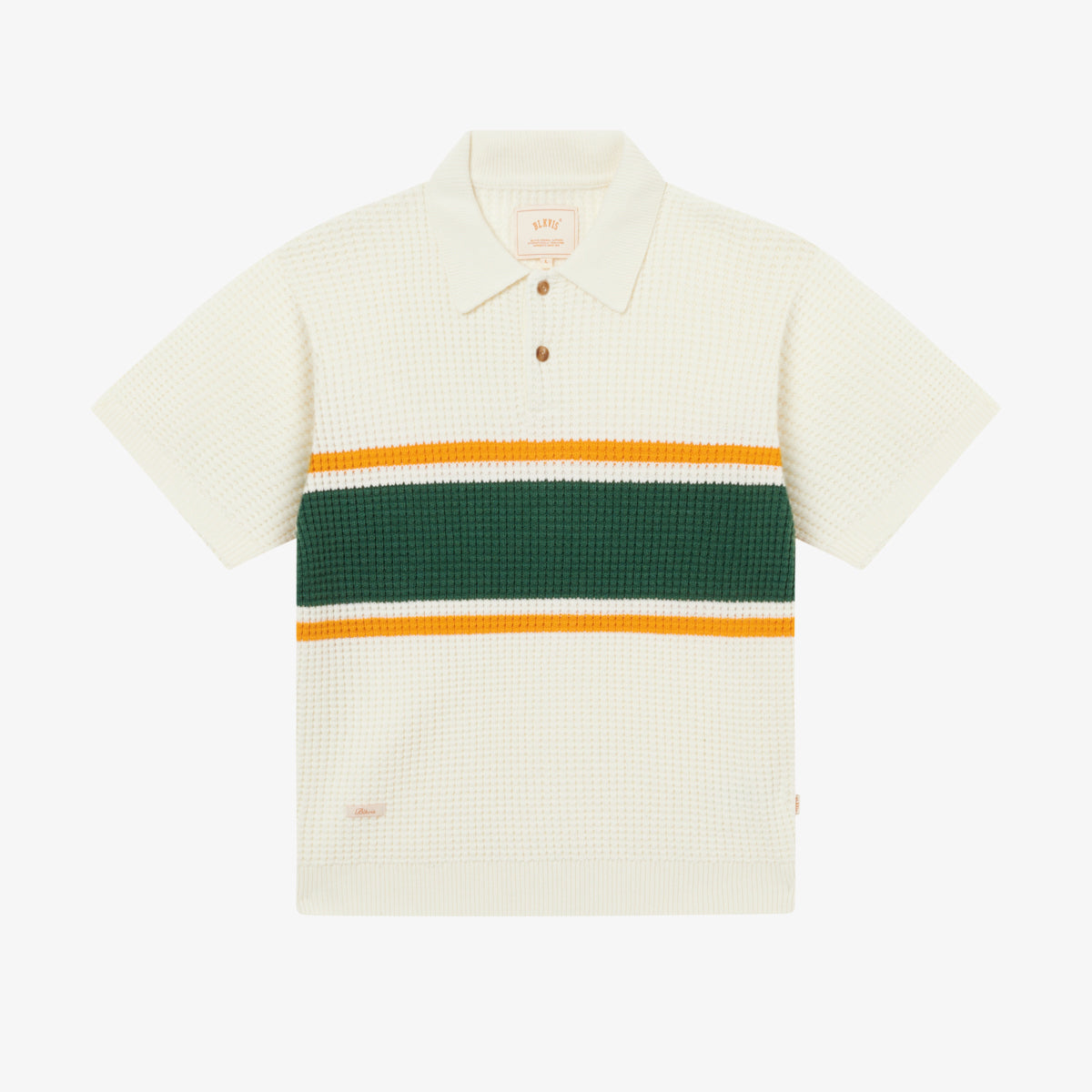 WAFFLE KNIT POLO - WHITE