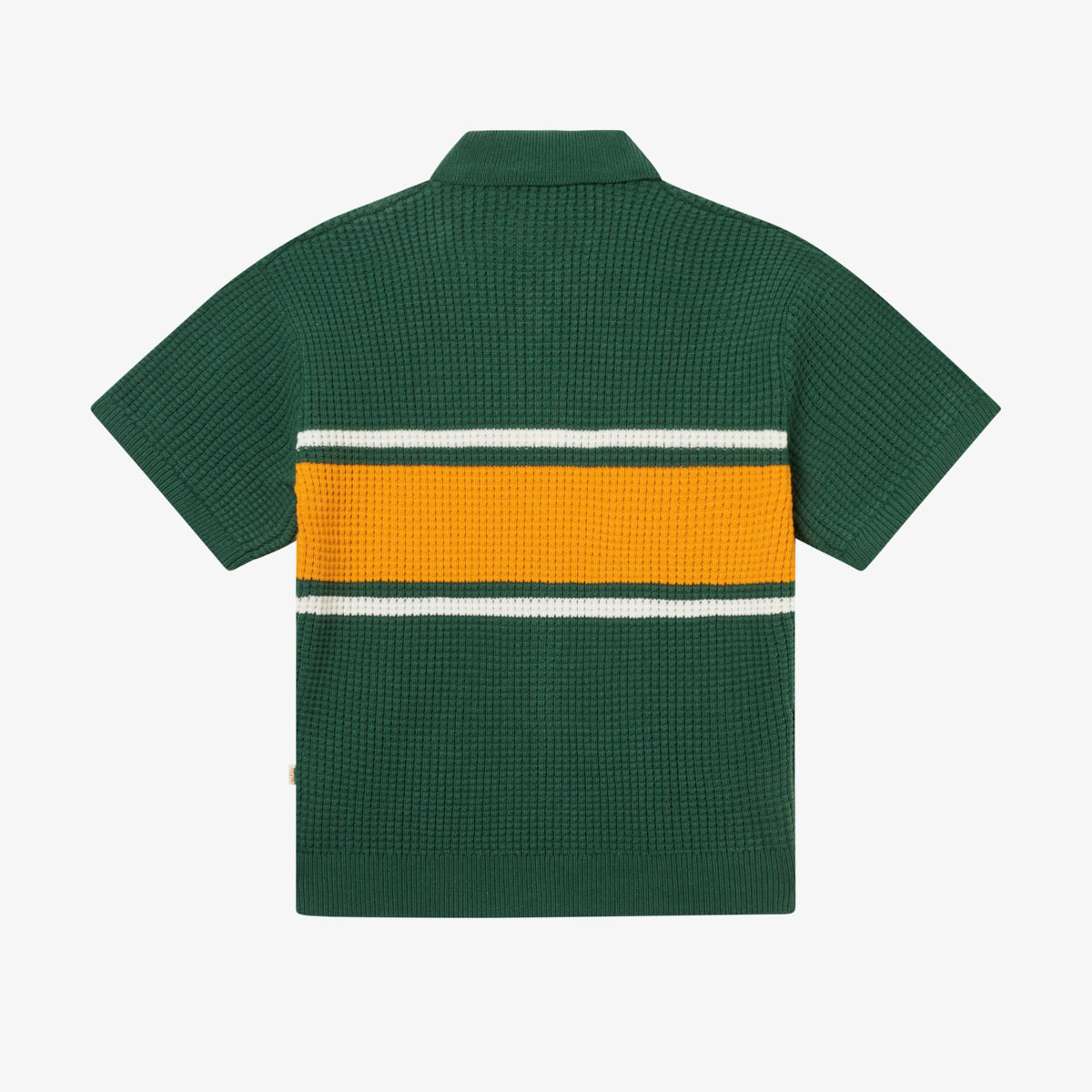 WAFFLE KNIT POLO - HUNTER GREEN