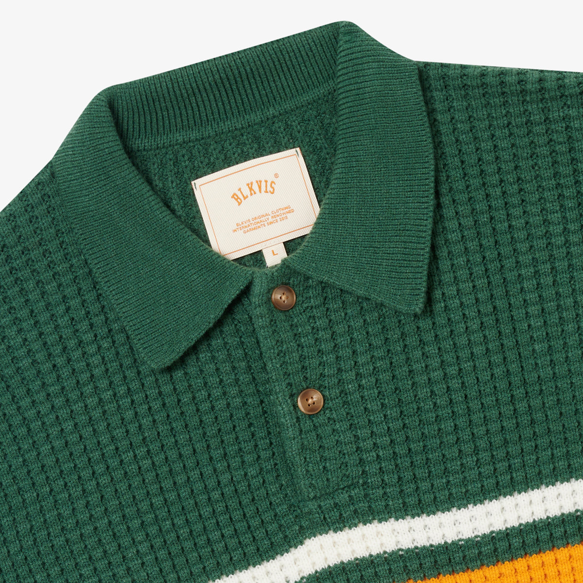 WAFFLE KNIT POLO - HUNTER GREEN