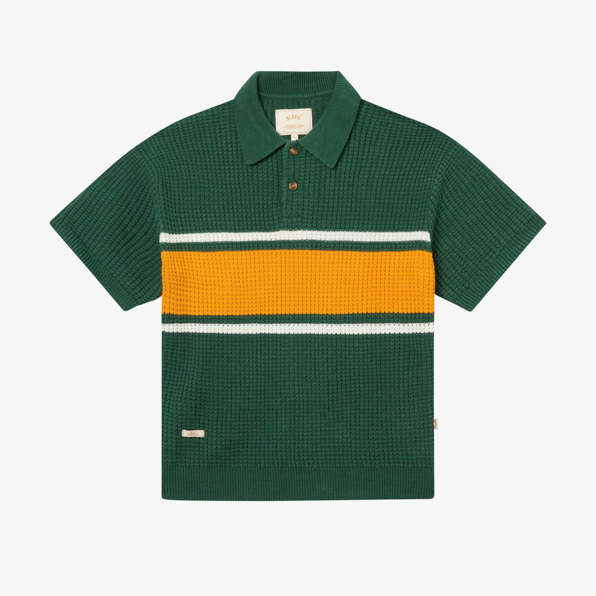 WAFFLE KNIT POLO - HUNTER GREEN