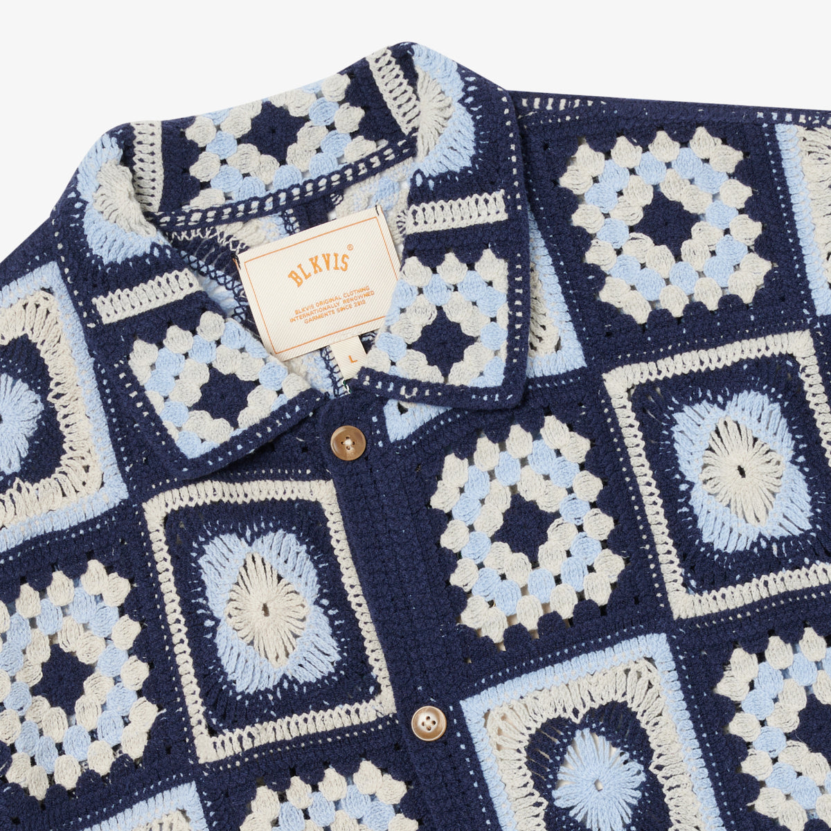 CROCHET GRANNY SHIRT - PEACOAT