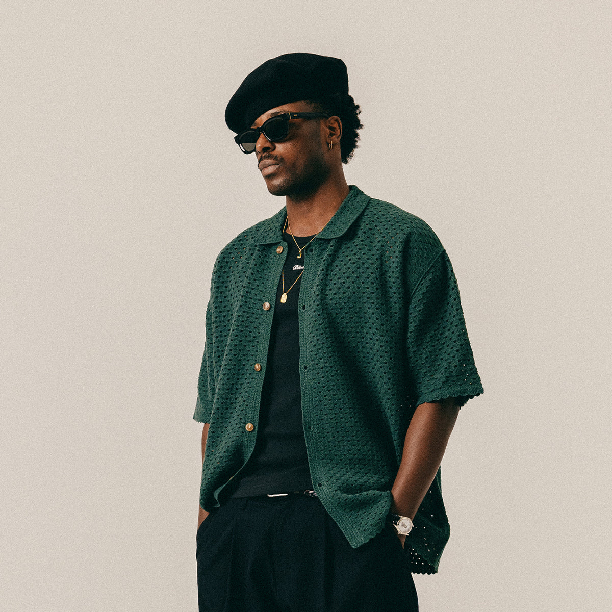 CROCHET SHIRT - HUNTER GREEN