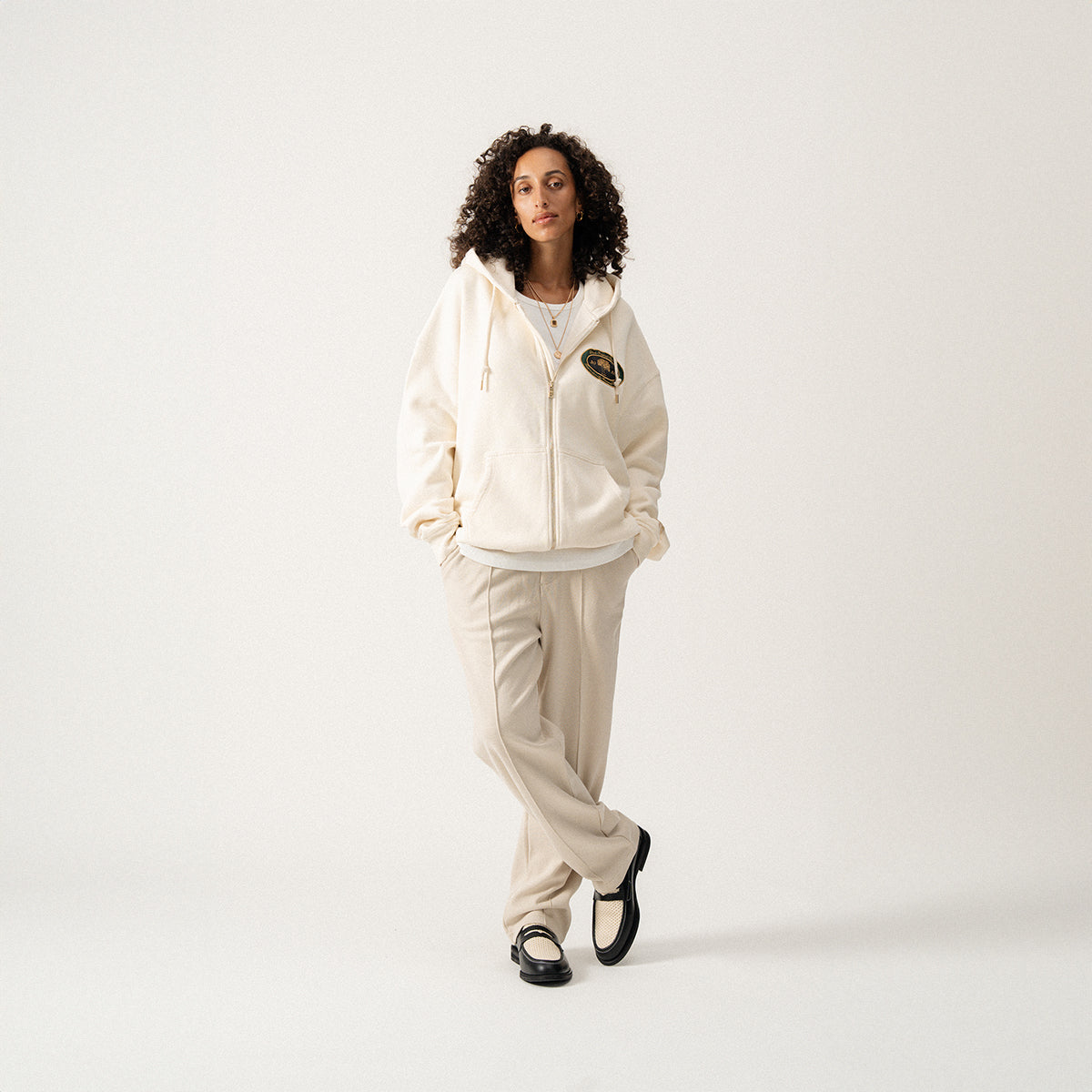 B.O.C. ZIP HOODY - ANTIQUE WHITE