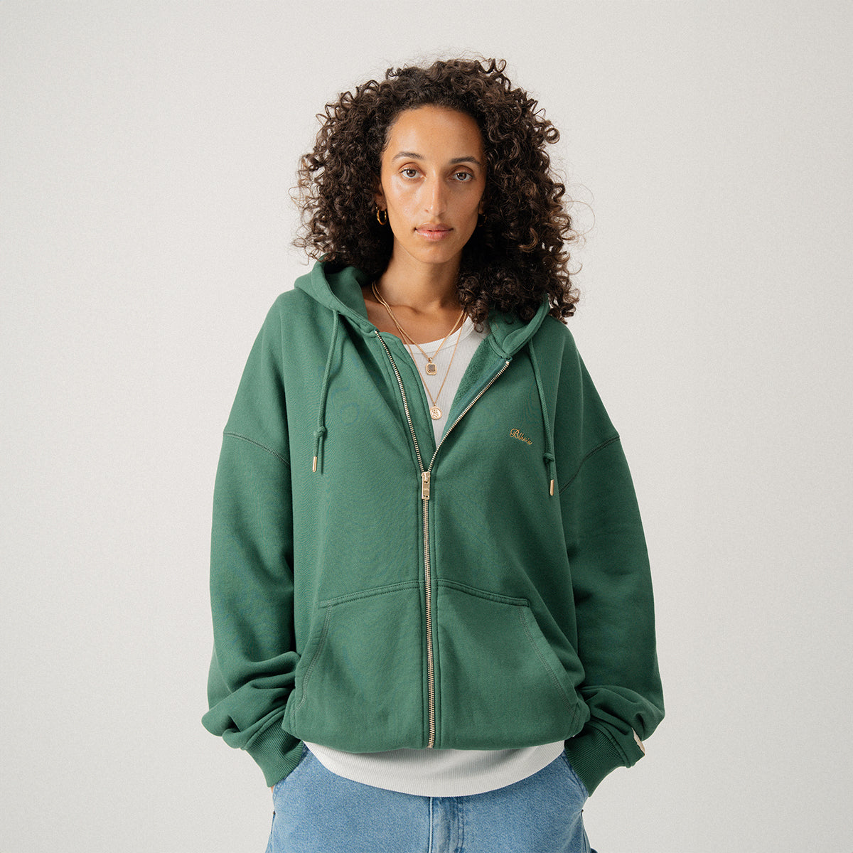 SCRIPT LOGO ZIP HOODY - HUNTER GREEN