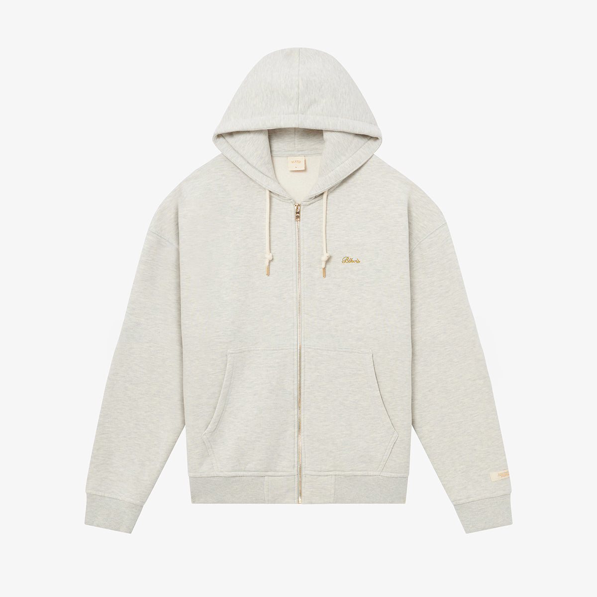 SCRIPT LOGO ZIP HOODY - HEATHER GREY