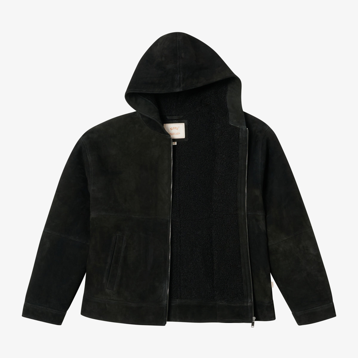 BLKVIS HOODED LEATHER JACKET - BLACK