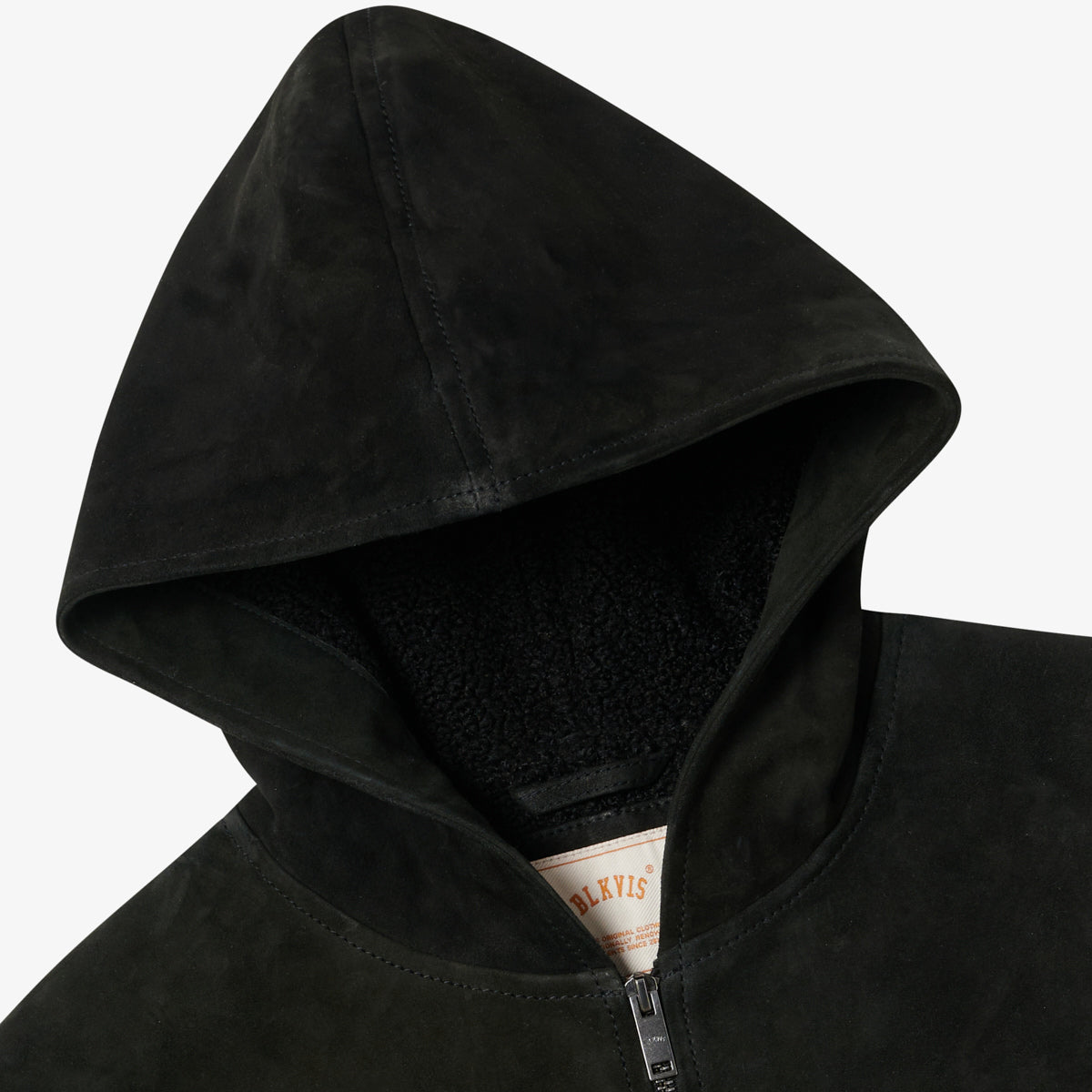 BLKVIS HOODED LEATHER JACKET - BLACK