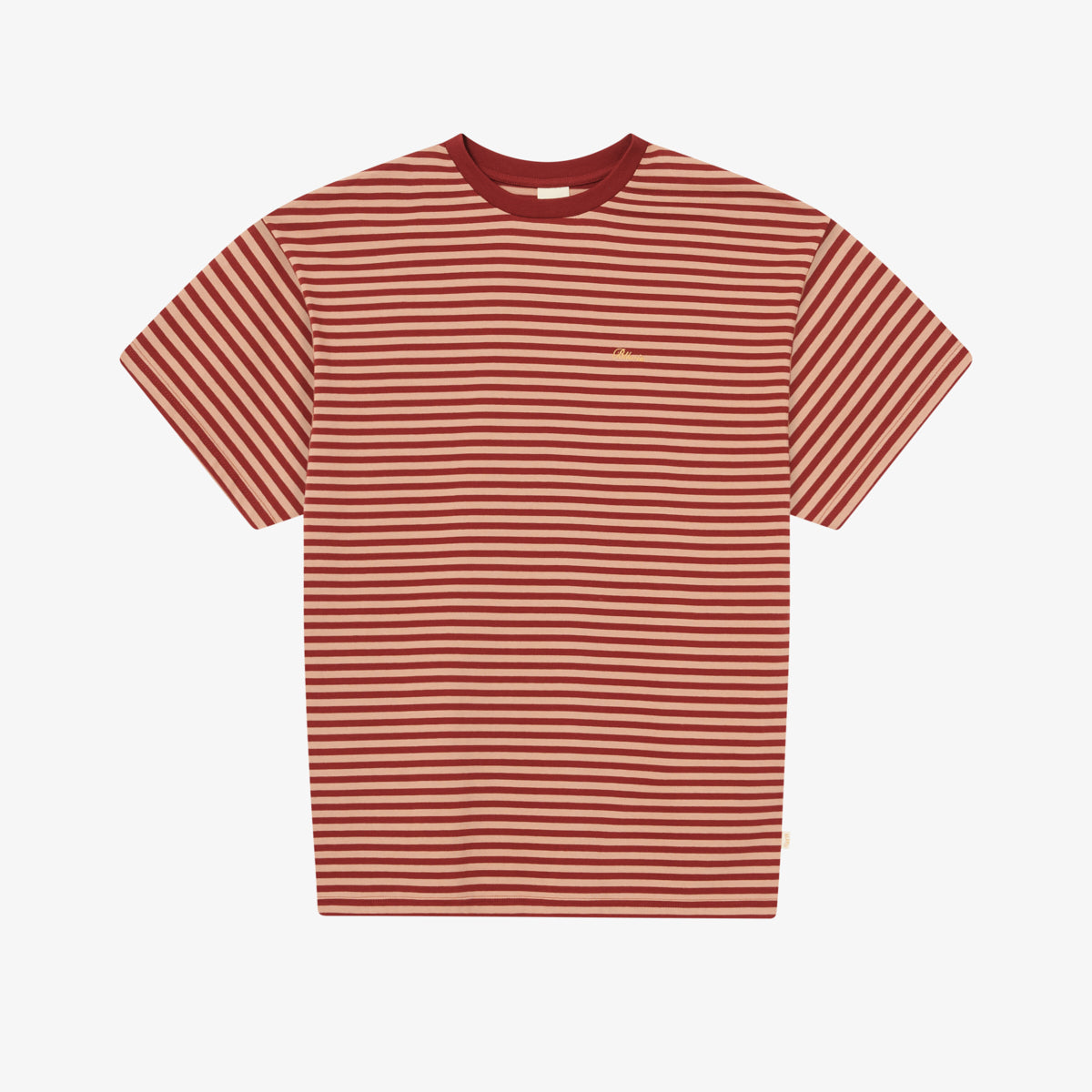 BLKVIS SCRIPTED STRIPED SLUB TEE - MADDER BROWN