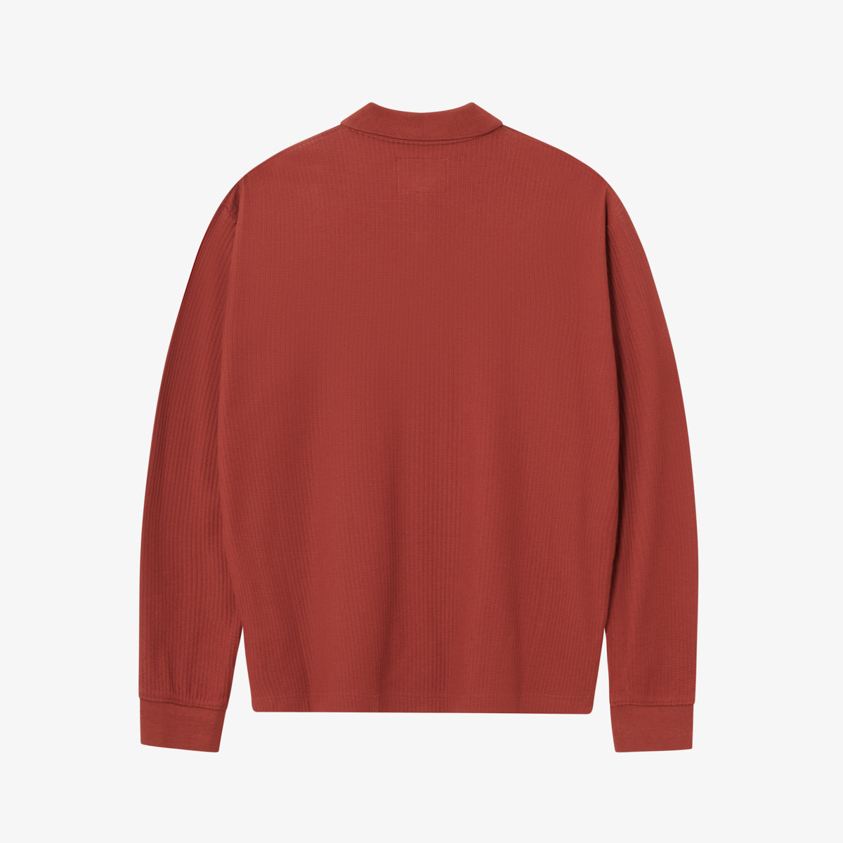 BLKVIS SCRIPT POINTELLE LONGSLEEVE POLO - MADDER BROWN