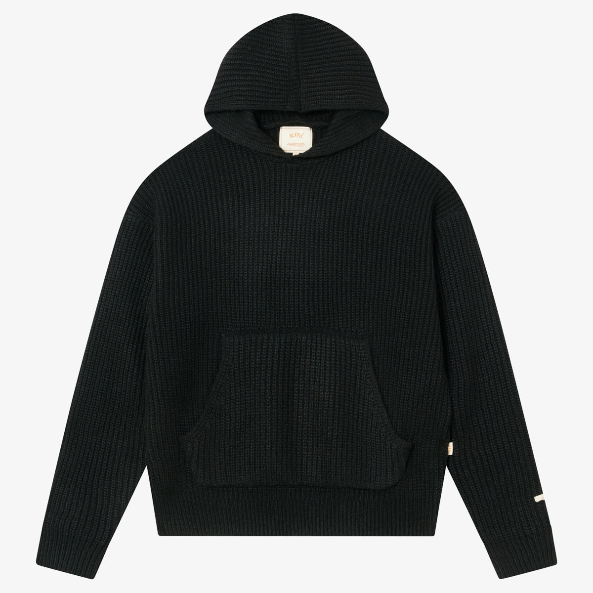 BLKVIS SCRIPT HEAVY KNIT HOODY - BLACK