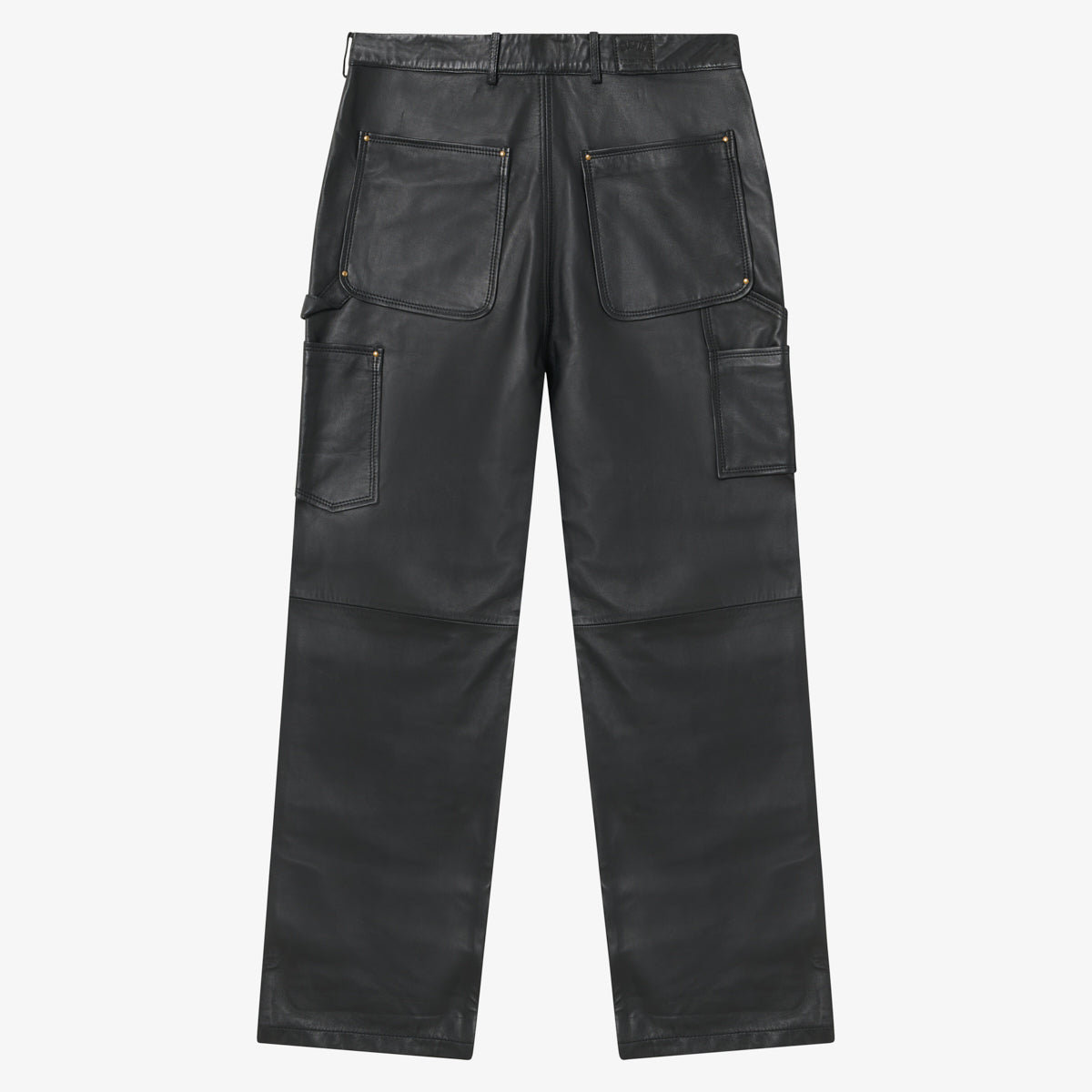 BLKVIS DOUBLE KNEE LEATHER PANTS - BLACK