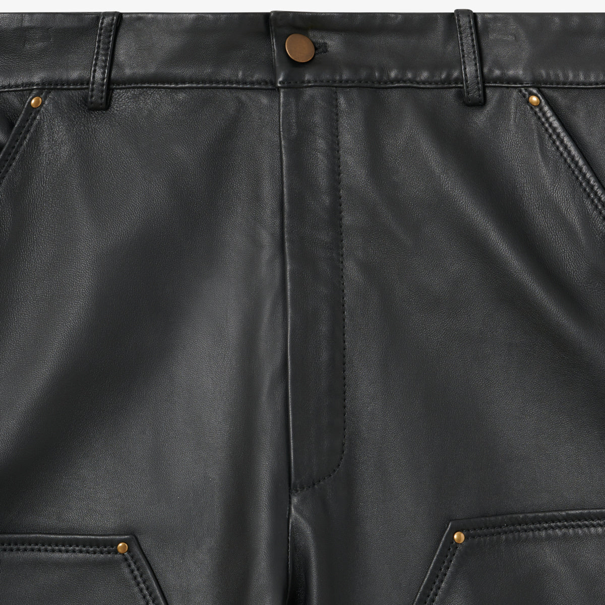 BLKVIS DOUBLE KNEE LEATHER PANTS - BLACK