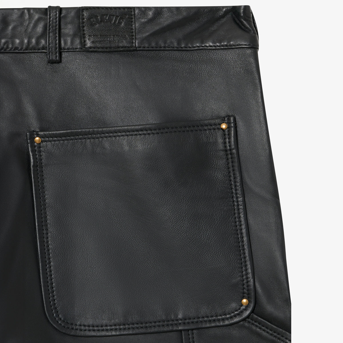 BLKVIS DOUBLE KNEE LEATHER PANTS - BLACK
