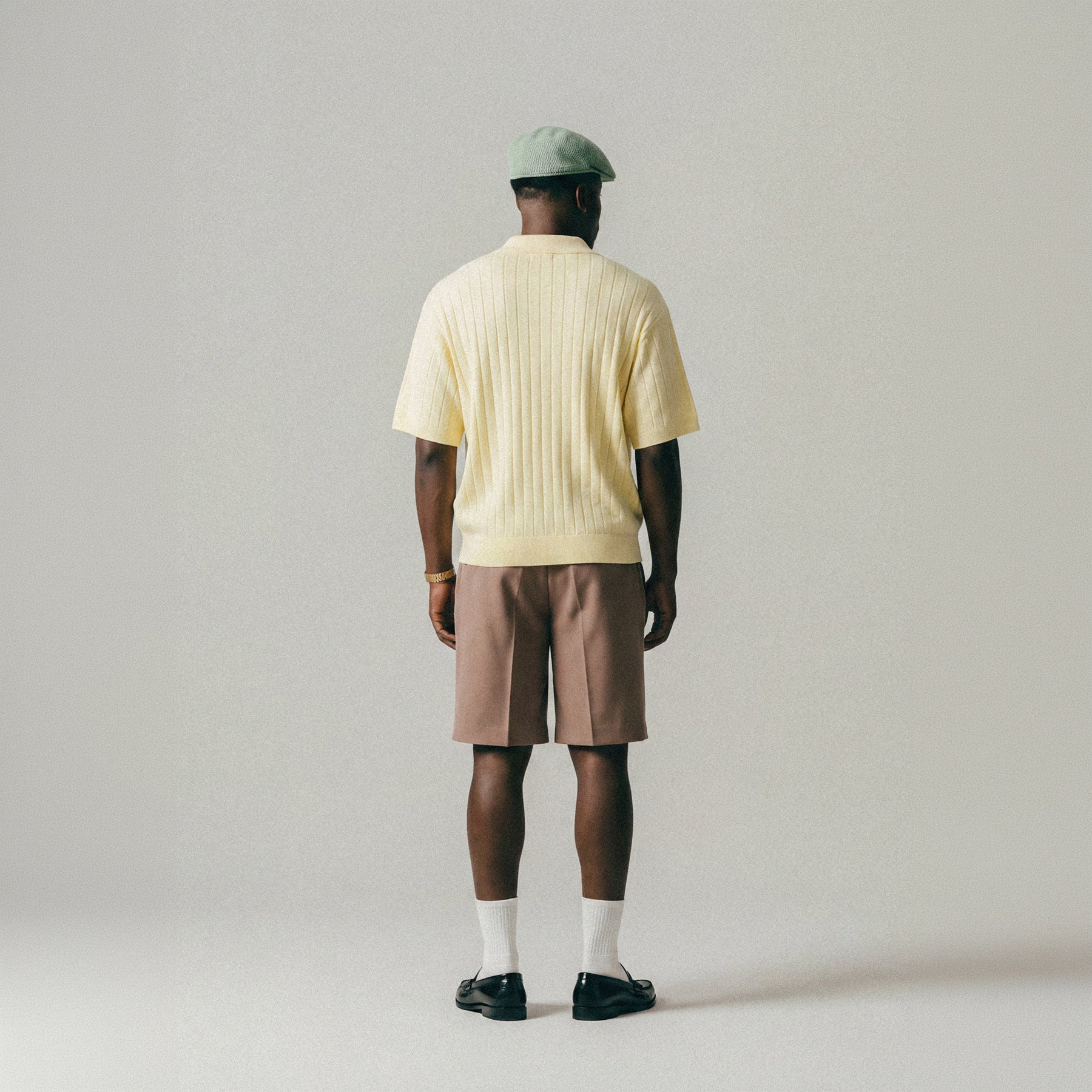 RIB KNITTED POLO - FLAN