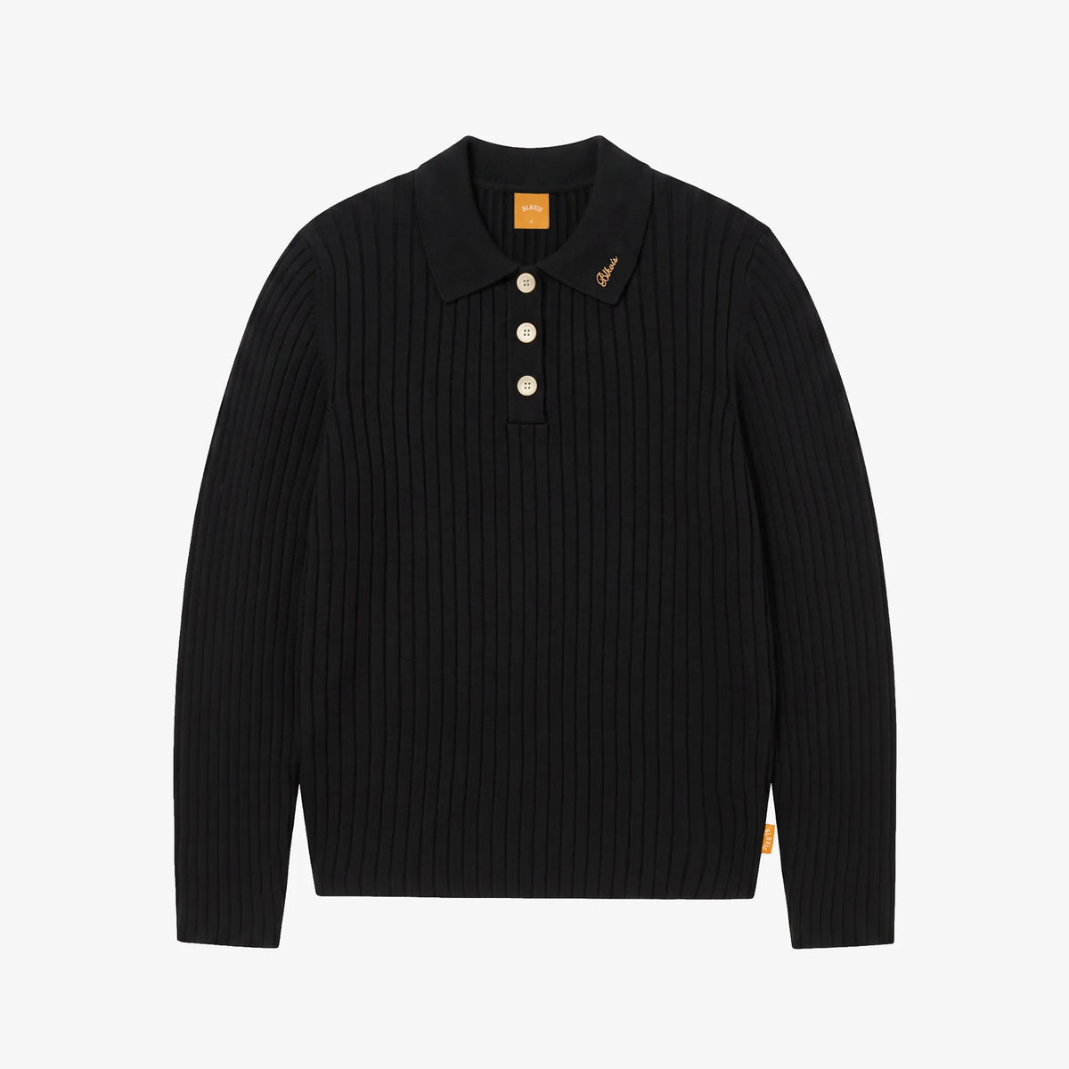 RIB KNITTED POLO - BLACK