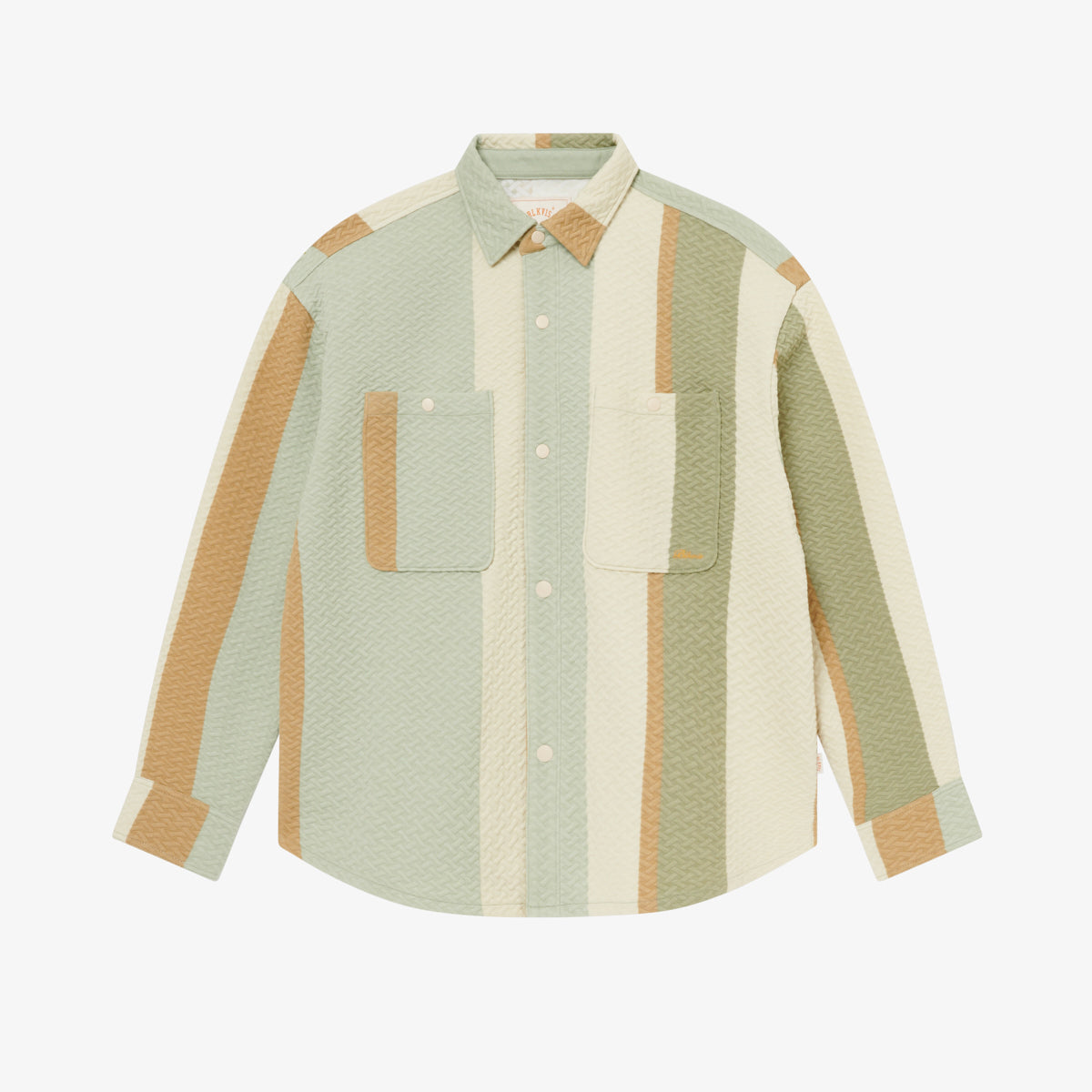 STRIPED QUILTED OVERSHIRT - LAUREL GREEN