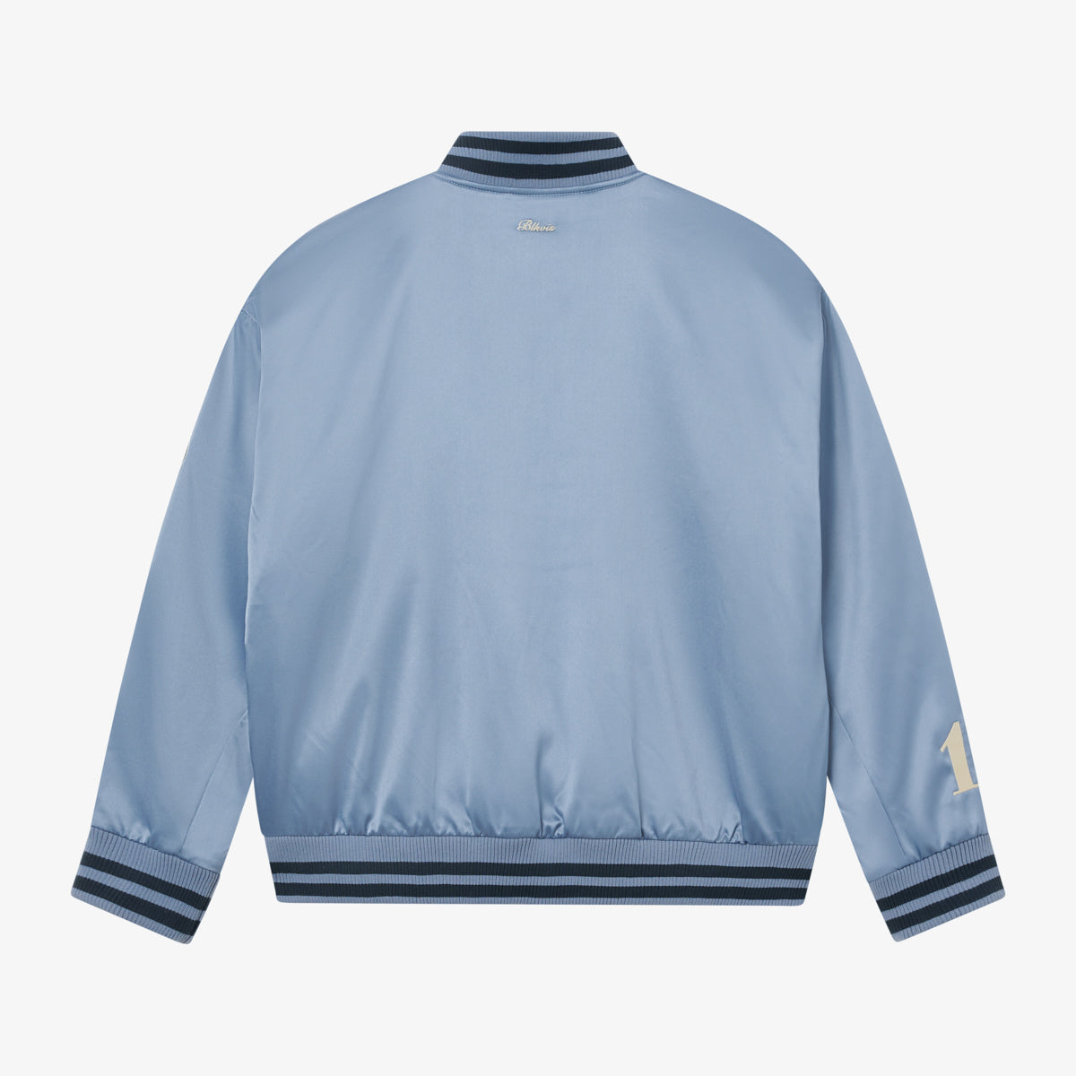 WASHED SATIN VARSITY JACKET - STONE WASH BLUE